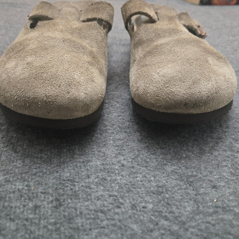 Birkenstock Boston Clogs Women 38 Taupe Suede Leather Mules Granola - Picture 6 of 10